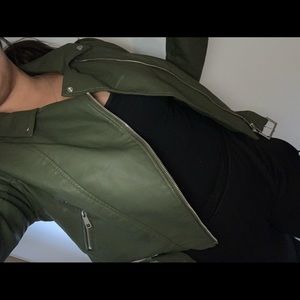 Olive green leather jacket